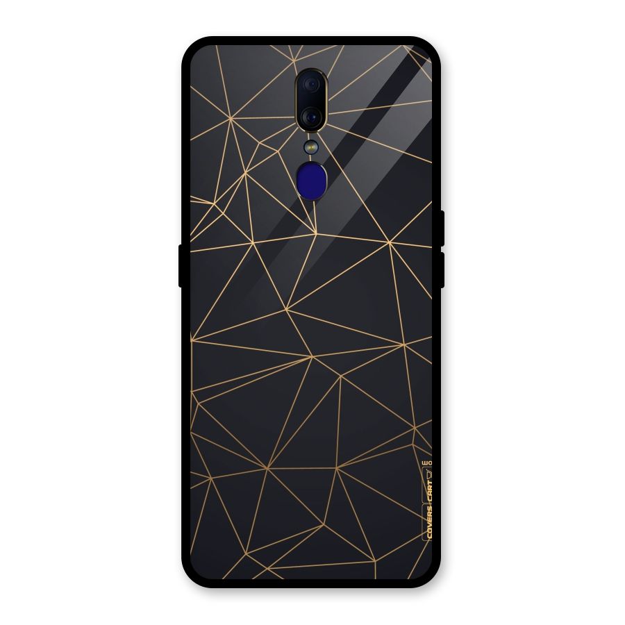 Black Golden Lines Glass Back Case for Oppo F11