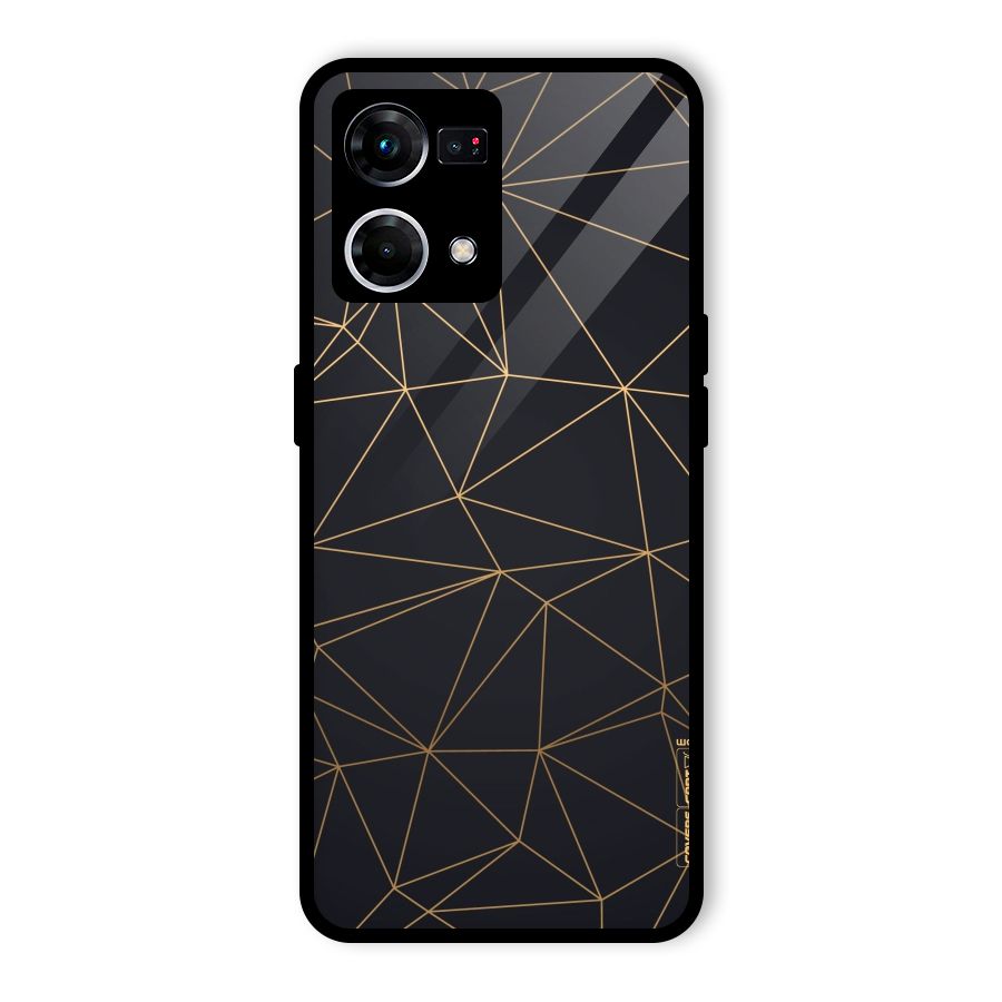 Black Golden Lines Glass Back Case for Oppo F21s Pro 4G