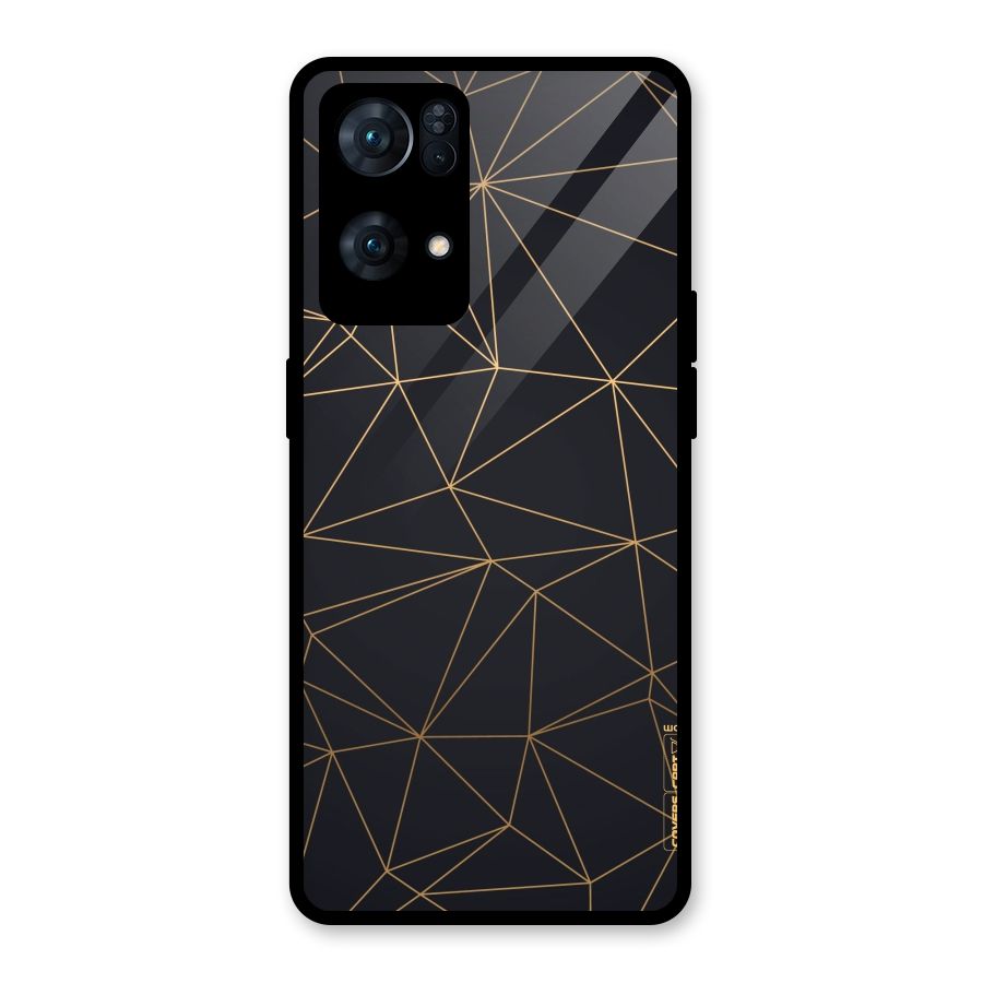 Black Golden Lines Glass Back Case for Oppo Reno7 Pro 5G