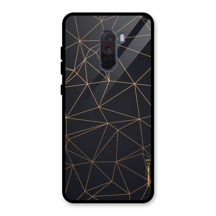 Black Golden Lines Glass Back Case for Poco F1