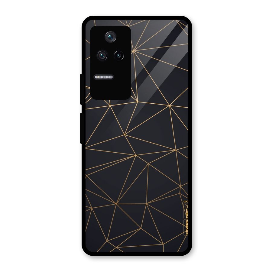 Black Golden Lines Glass Back Case for Poco F4 5G