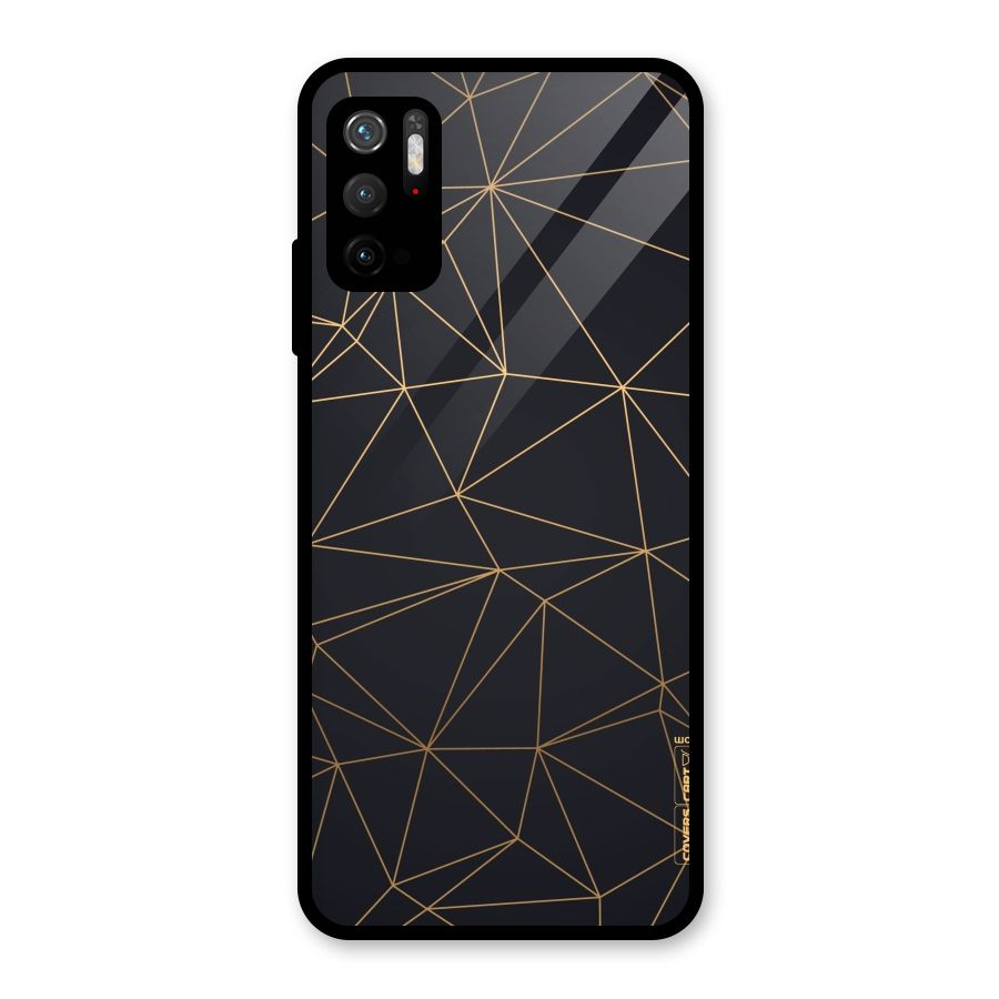 Black Golden Lines Glass Back Case for Poco M3 Pro 5G