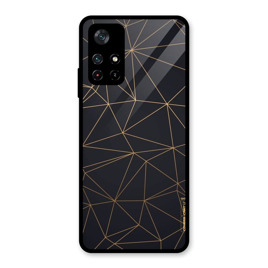 Black Golden Lines Glass Back Case for Poco M4 Pro 5G