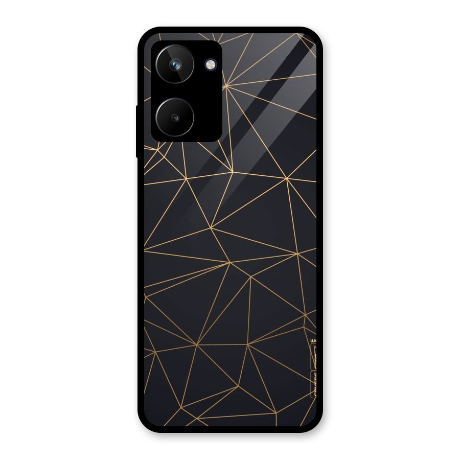 Black Golden Lines Glass Back Case for Realme 10