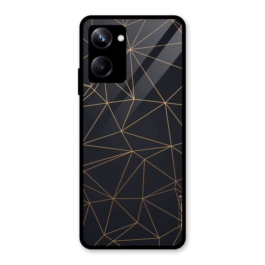 Black Golden Lines Glass Back Case for Realme 10 Pro