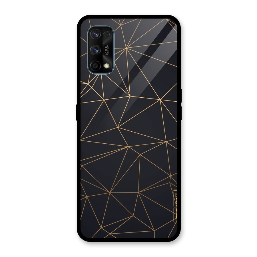 Black Golden Lines Glass Back Case for Realme 7 Pro