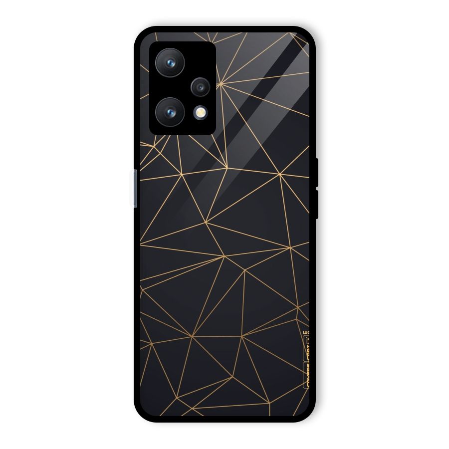 Black Golden Lines Glass Back Case for Realme 9 Pro 5G