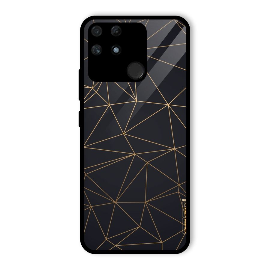Black Golden Lines Glass Back Case for Realme Narzo 50A