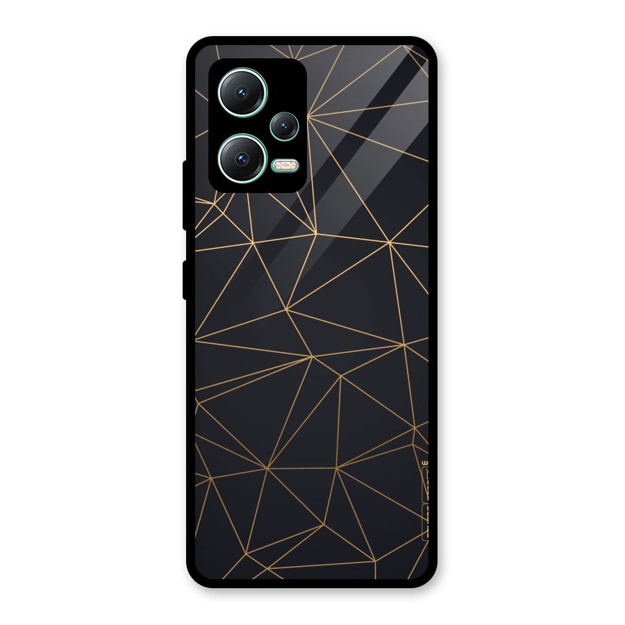 Black Golden Lines Glass Back Case for Redmi Note 12 5G