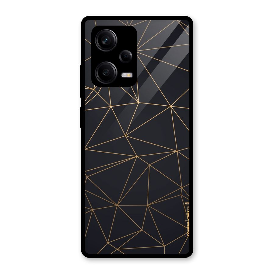 Black Golden Lines Glass Back Case for Redmi Note 12 Pro