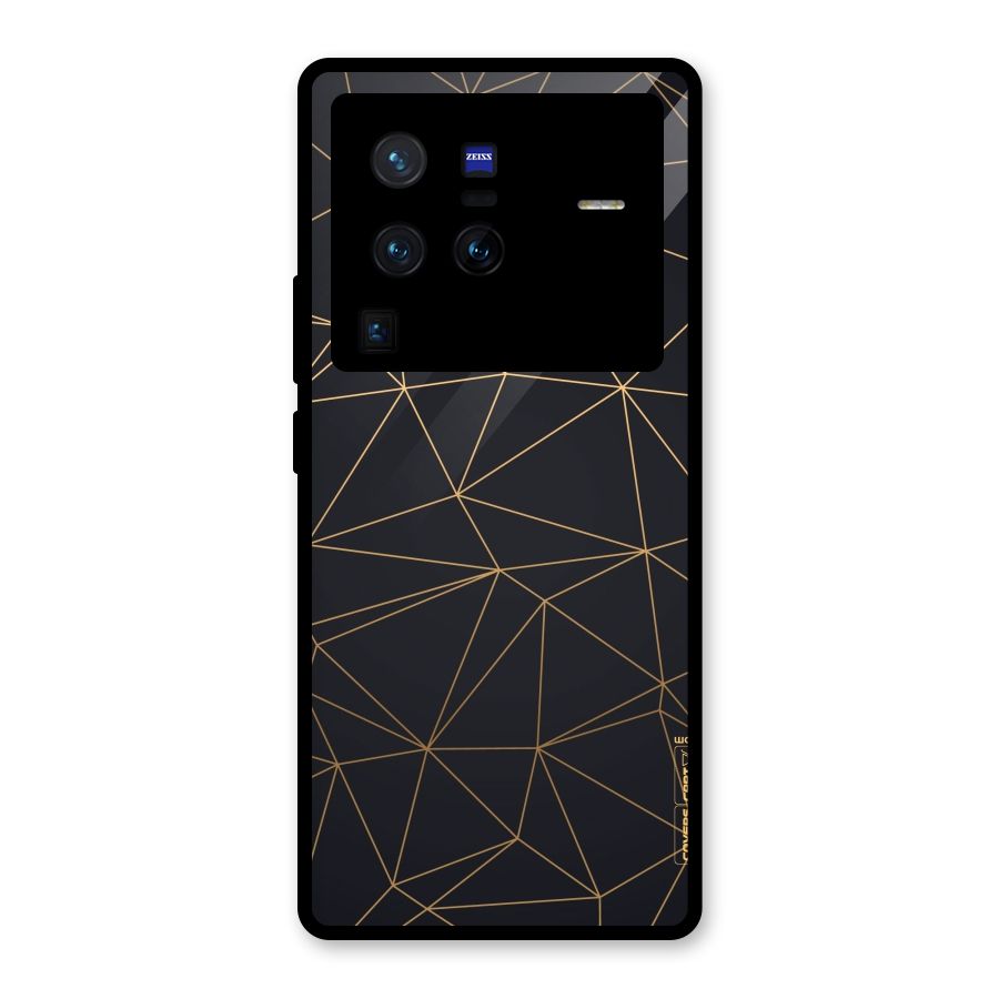 Black Golden Lines Glass Back Case for Vivo X80 Pro