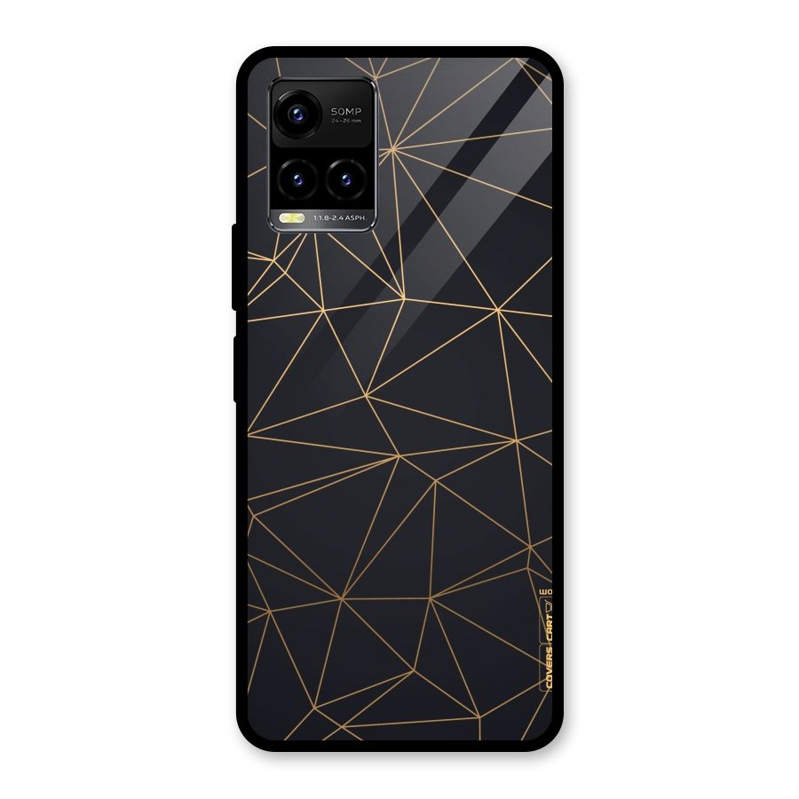 Black Golden Lines Glass Back Case for Vivo Y21T