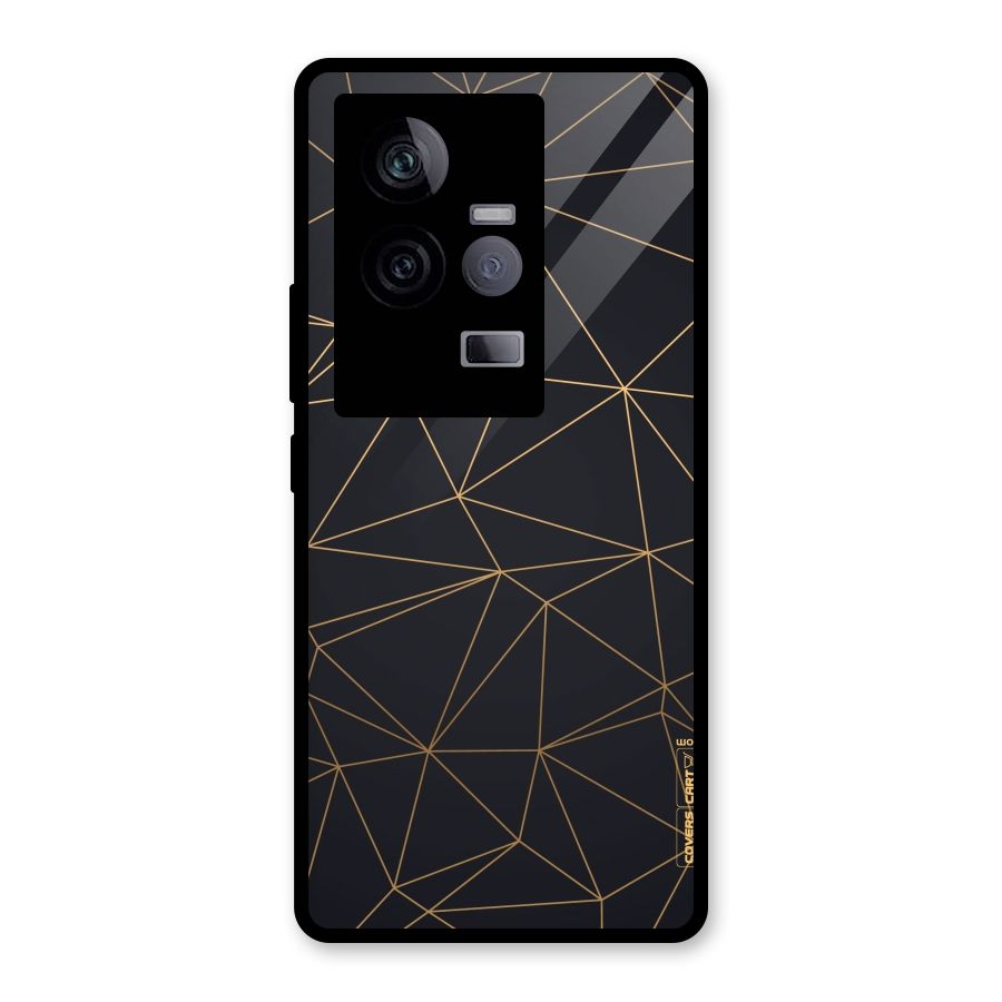 Black Golden Lines Glass Back Case for Vivo iQOO 11 5G