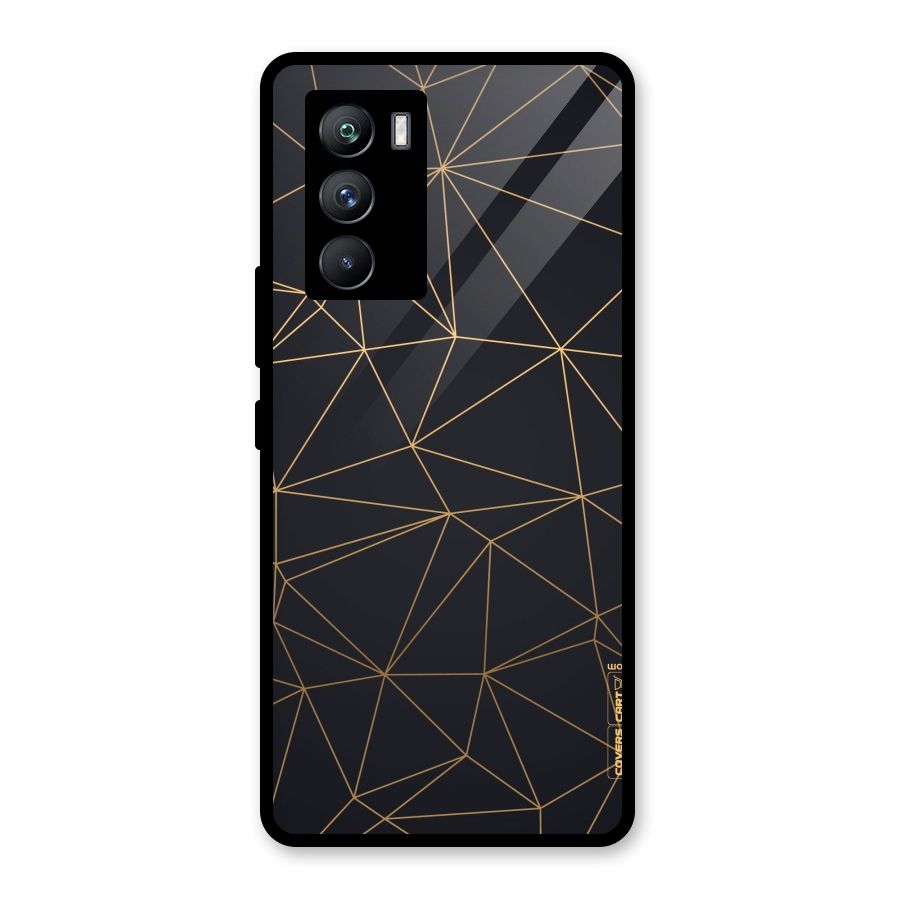Black Golden Lines Glass Back Case for Vivo iQOO 9 SE