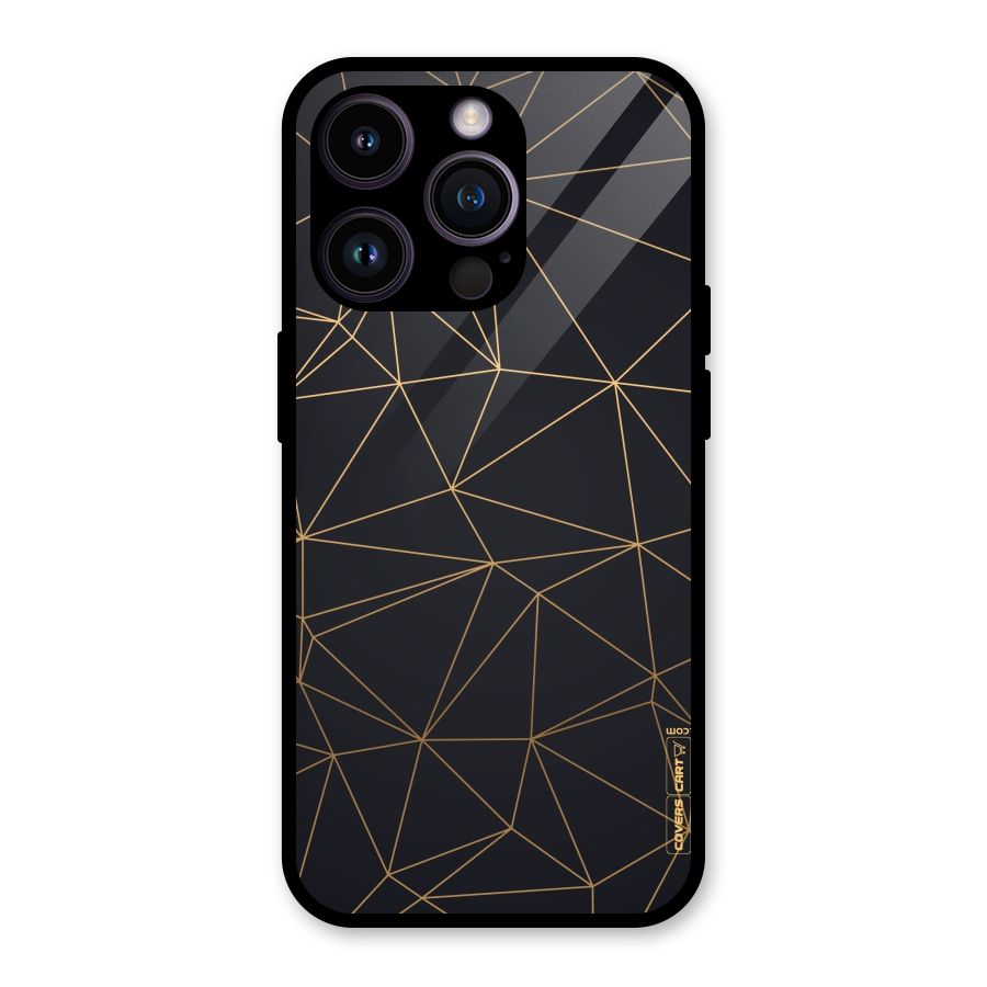 Black Golden Lines Glass Back Case for iPhone 14 Pro