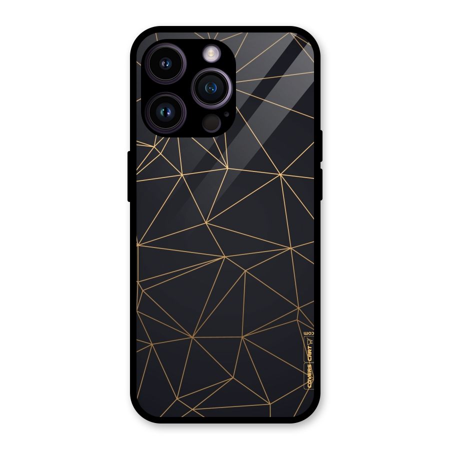 Black Golden Lines Glass Back Case for iPhone 14 Pro Max