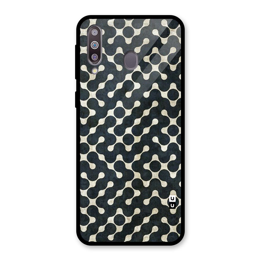 Black Maze Design Glass Back Case for Galaxy M30
