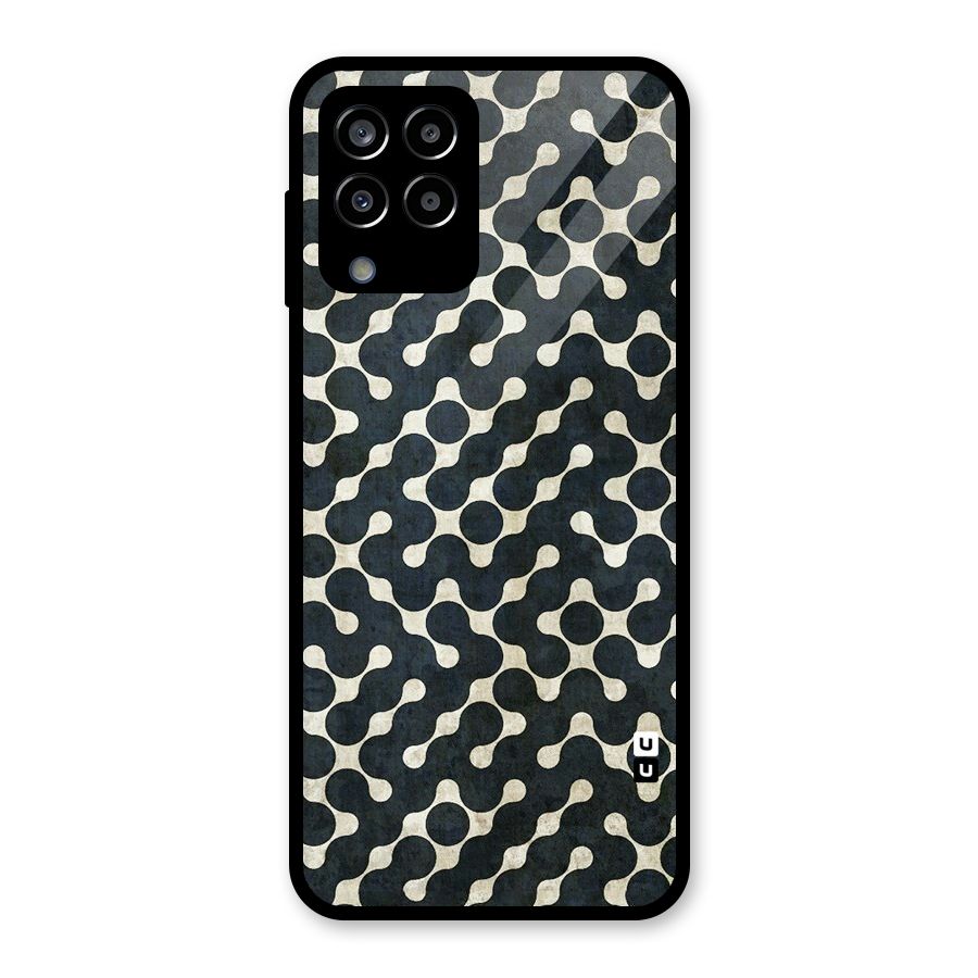 Black Maze Design Glass Back Case for Galaxy M33