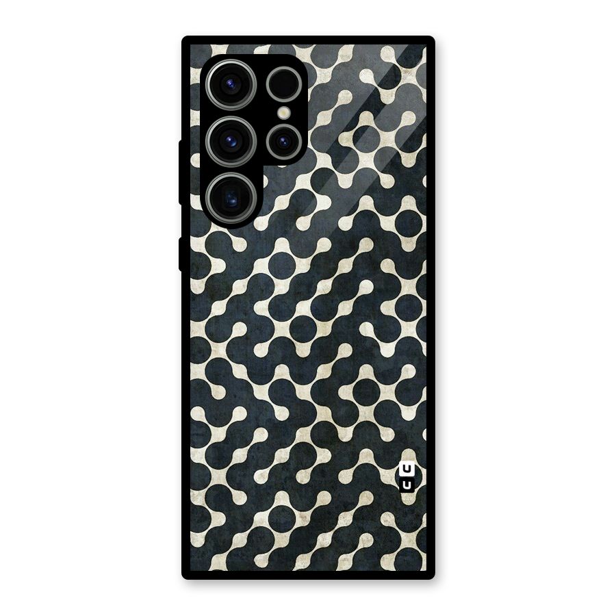 Black Maze Design Glass Back Case for Galaxy S23 Ultra