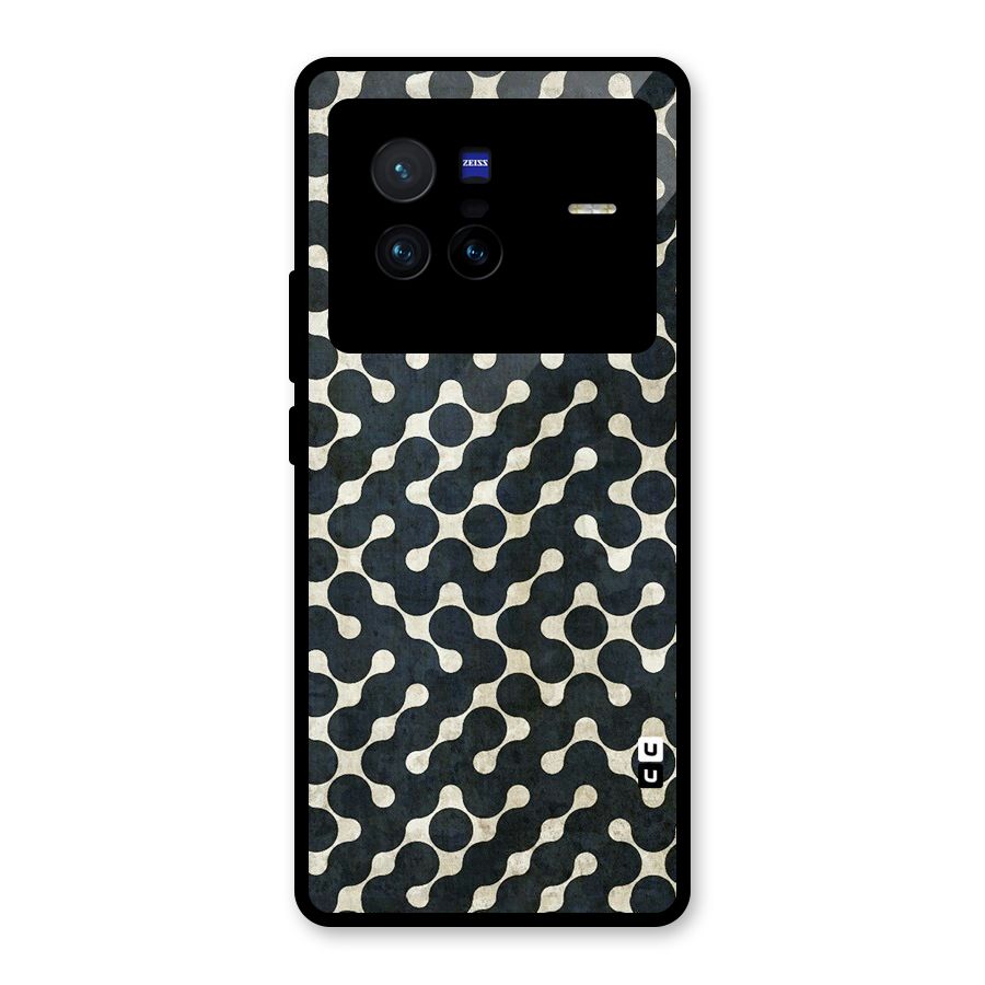 Black Maze Design Glass Back Case for Vivo X80