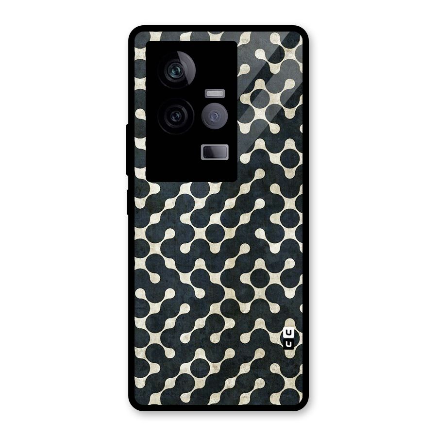 Black Maze Design Glass Back Case for Vivo iQOO 11 5G