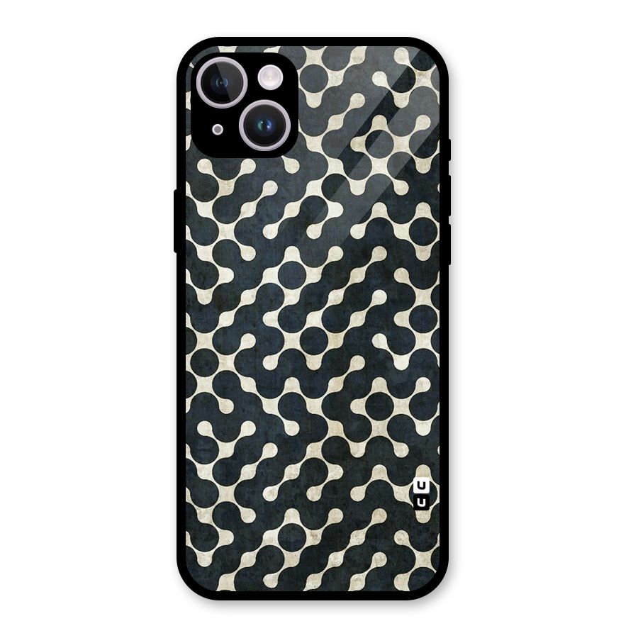 Black Maze Design Glass Back Case for iPhone 14 Plus