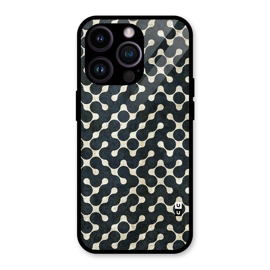 Black Maze Design Glass Back Case for iPhone 14 Pro