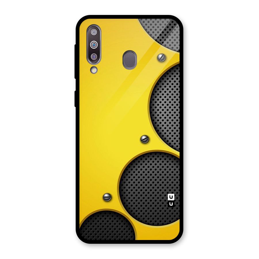 Black Net Yellow Glass Back Case for Galaxy M30
