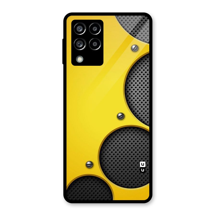Black Net Yellow Glass Back Case for Galaxy M53 5G
