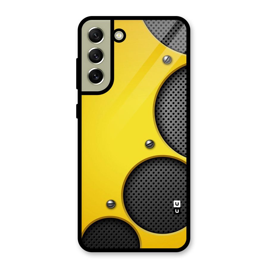 Black Net Yellow Glass Back Case for Galaxy S21 FE 5G