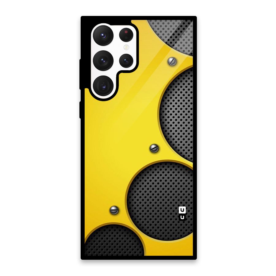 Black Net Yellow Glass Back Case for Galaxy S22 Ultra 5G
