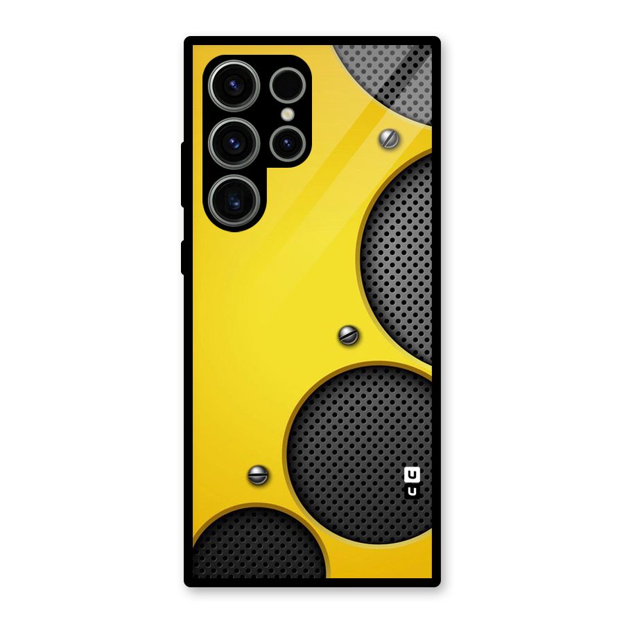 Black Net Yellow Glass Back Case for Galaxy S23 Ultra