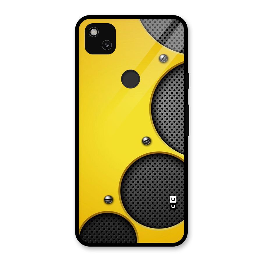 Black Net Yellow Glass Back Case for Google Pixel 4a
