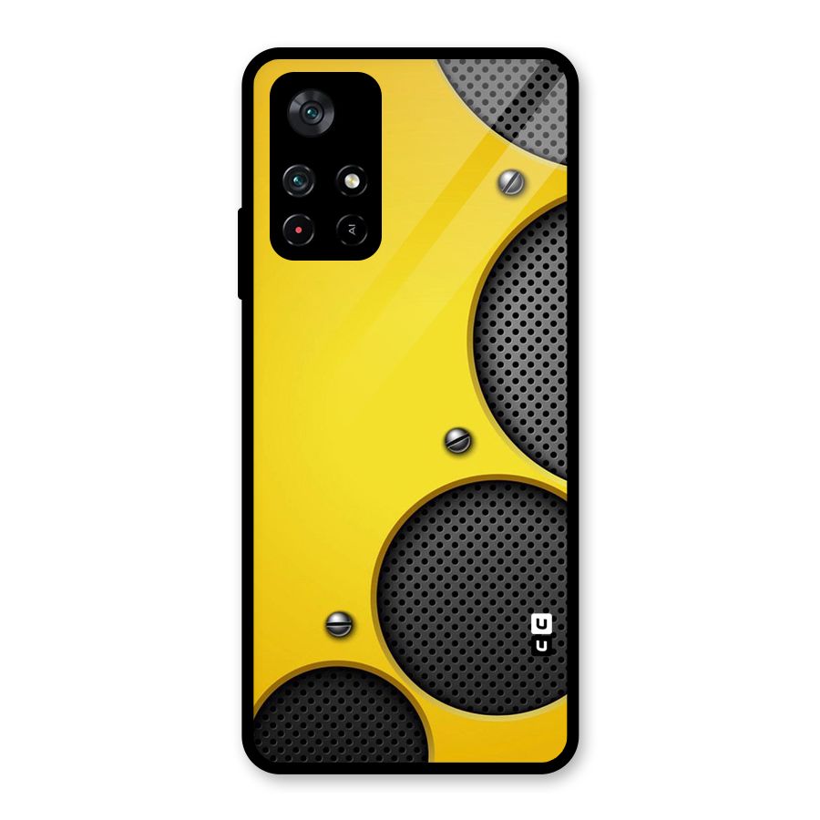 Black Net Yellow Glass Back Case for Poco M4 Pro 5G
