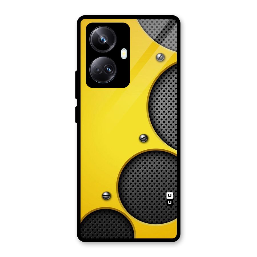 Black Net Yellow Glass Back Case for Realme 10 Pro Plus