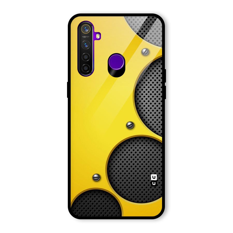Black Net Yellow Glass Back Case for Realme 5 Pro