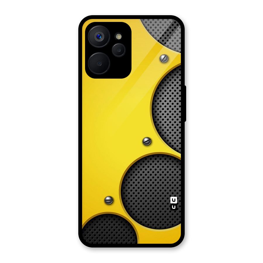Black Net Yellow Glass Back Case for Realme 9i 5G