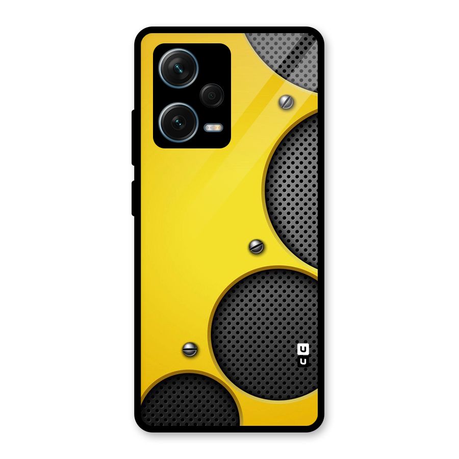 Black Net Yellow Glass Back Case for Redmi Note 12 Pro Plus 5G