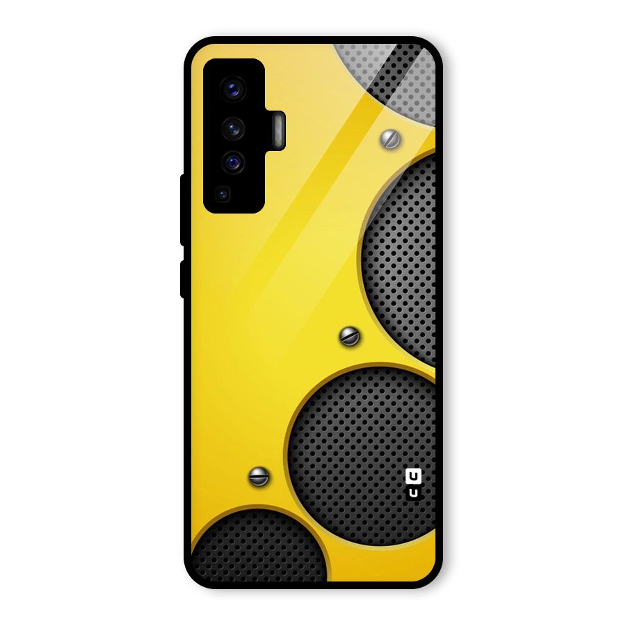 Black Net Yellow Glass Back Case for Vivo X50