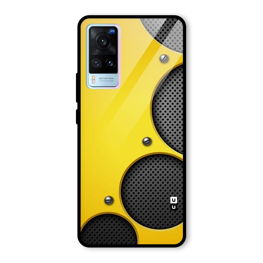 Black Net Yellow Glass Back Case for Vivo X60