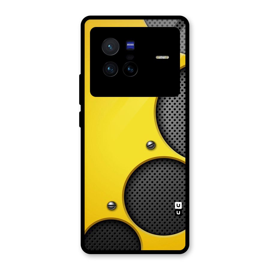 Black Net Yellow Glass Back Case for Vivo X80