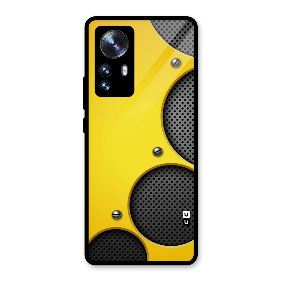 Black Net Yellow Glass Back Case for Xiaomi 12 Pro