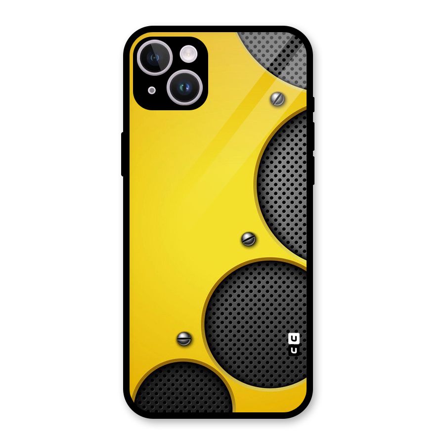 Black Net Yellow Glass Back Case for iPhone 14 Plus