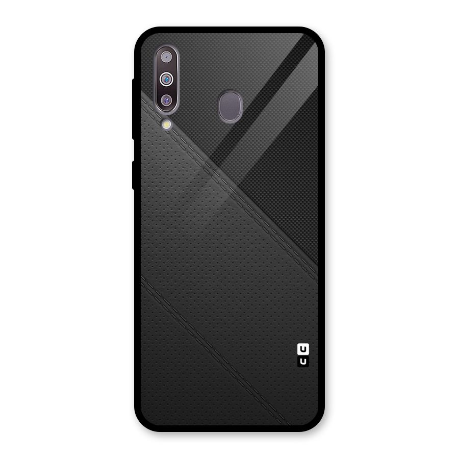 Black Polka Stripe Glass Back Case for Galaxy M30