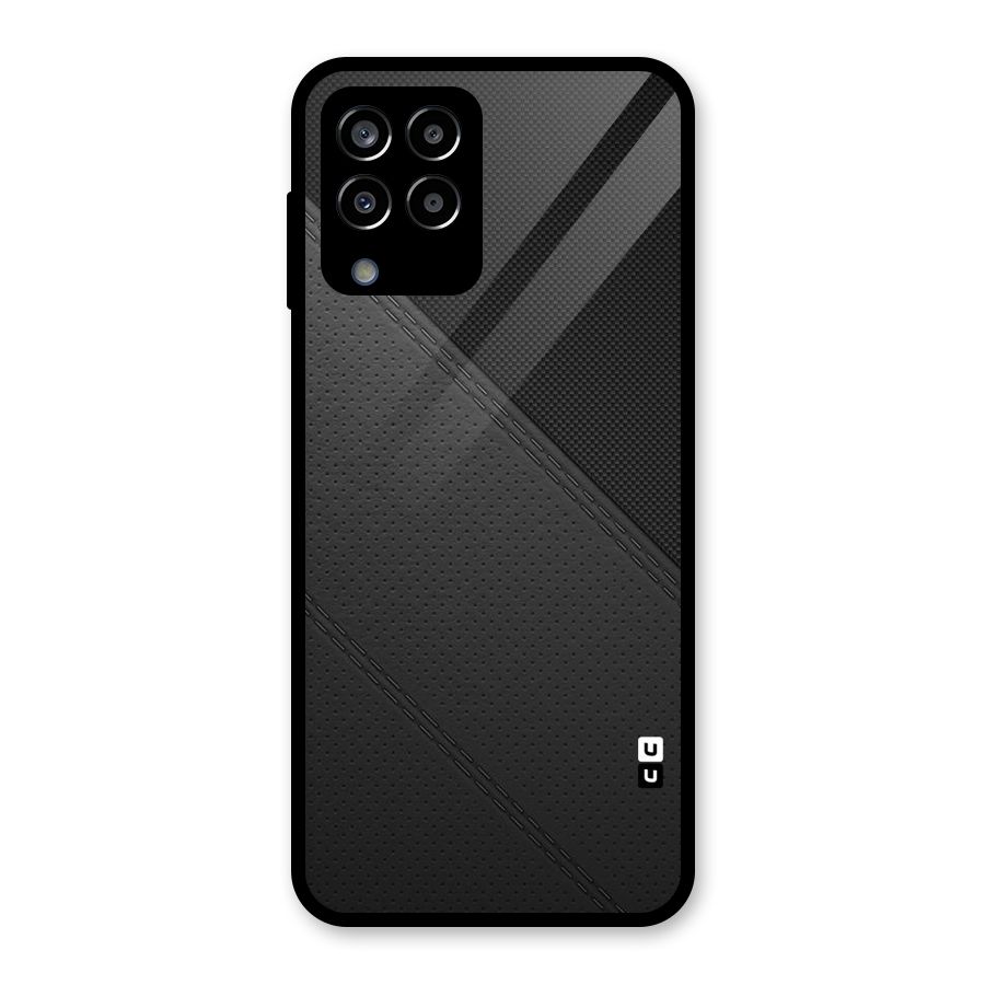 Black Polka Stripe Glass Back Case for Galaxy M33