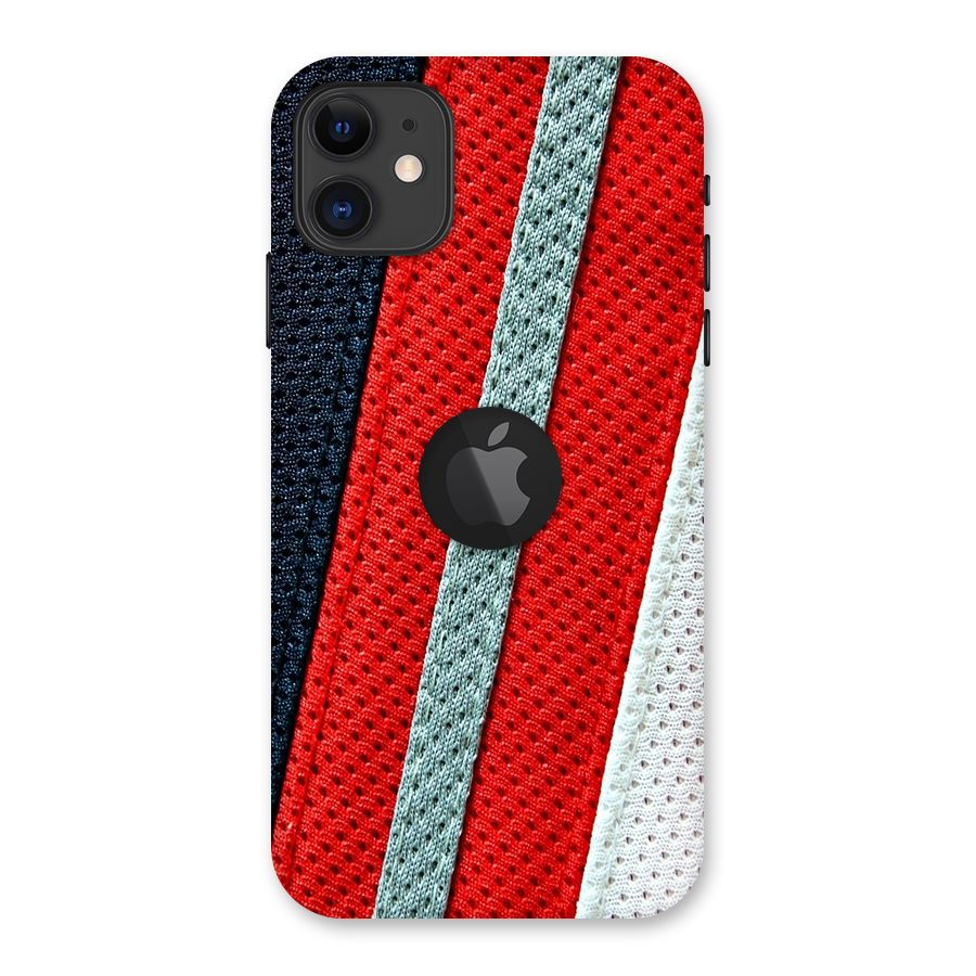 Black Red Grey Stripes Back Case for iPhone 11 Logo Cut