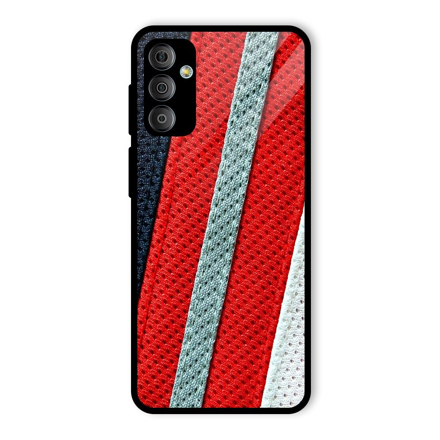 Black Red Grey Stripes Glass Back Case for Galaxy F23