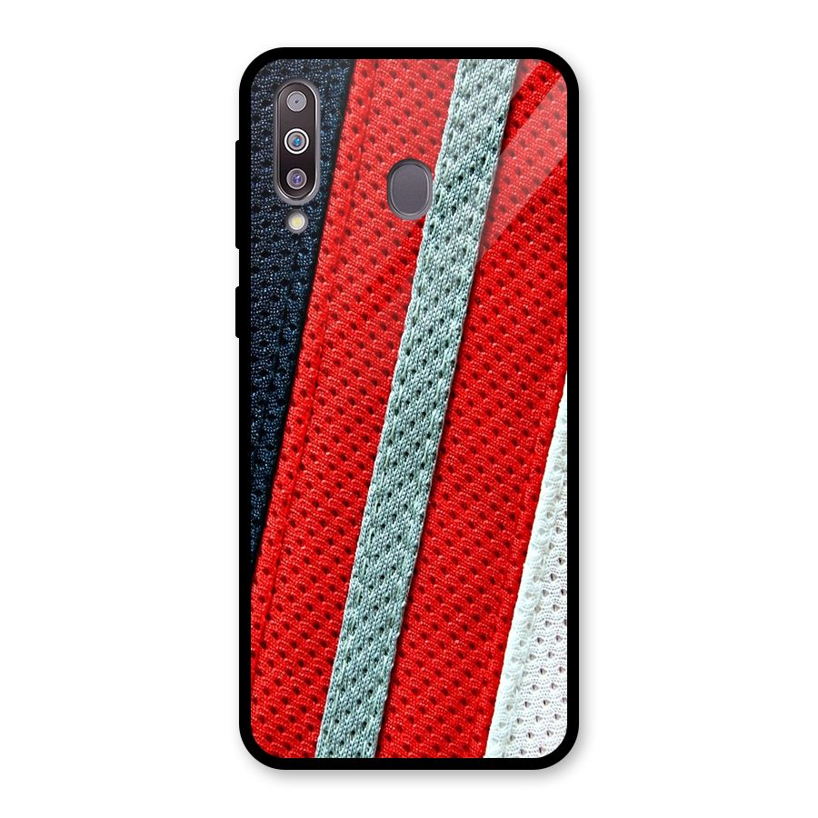 Black Red Grey Stripes Glass Back Case for Galaxy M30
