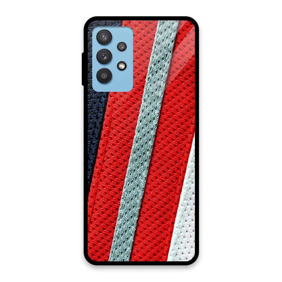 Black Red Grey Stripes Glass Back Case for Galaxy M32 5G