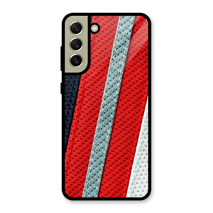 Black Red Grey Stripes Glass Back Case for Galaxy S21 FE 5G